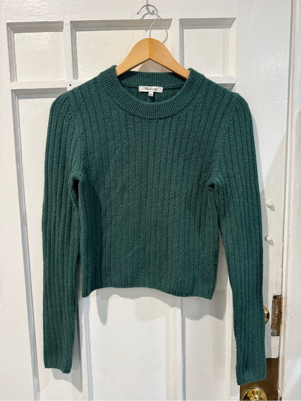 Madewell Teal Ribbed Knit Crew Sweater